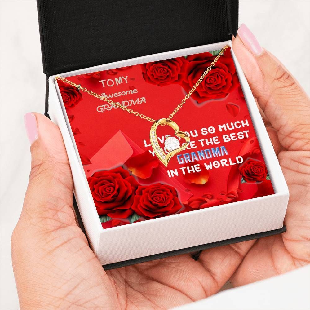 You Are The Best Grandma In The World Gift For Grandma 14K White Gold Forever Love Necklace