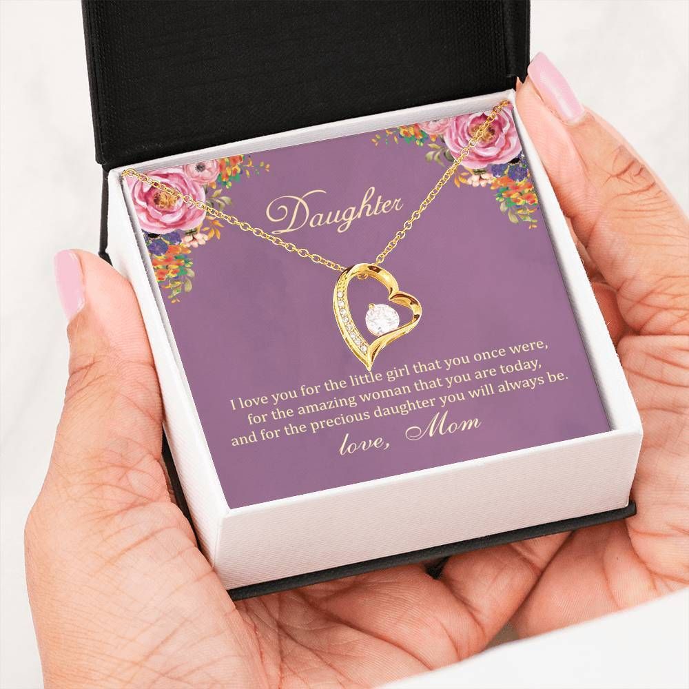 The Amazing Woman Purple Background 14K White Gold Forever Love Necklace Gift For Daughter