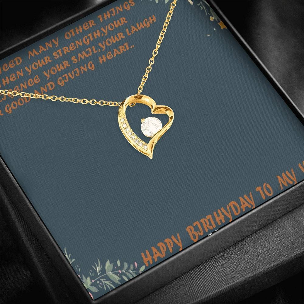 Happy Birthday To My Wife With Message Card 14K White Gold Forever Love Necklace