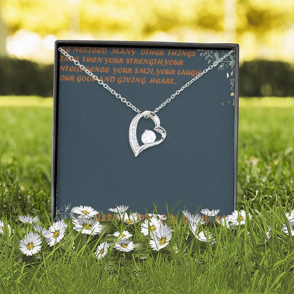 Happy Birthday To My Wife With Message Card 14K White Gold Forever Love Necklace