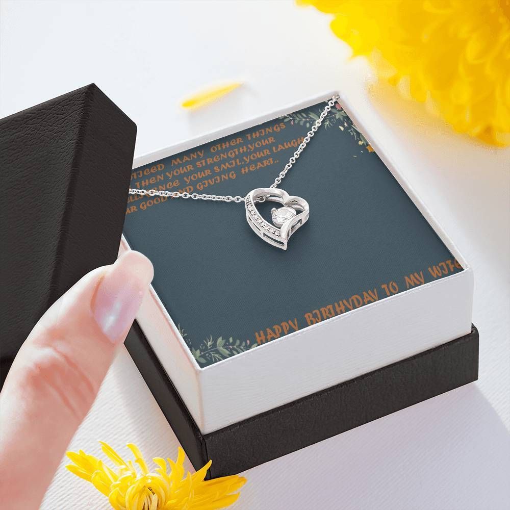 Happy Birthday To My Wife With Message Card 14K White Gold Forever Love Necklace