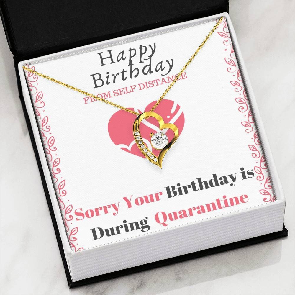 Happy Birthday From Distance 14K White Gold Forever Love Necklace Gift For Women