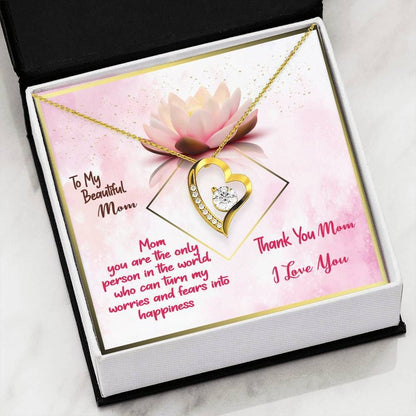 Gift For Mom You're The Only Person In The World Who Can Turn My Worries 14K White Gold Forever Love Necklace