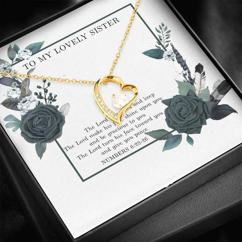 Gift For Sister Keep The Lord Turn His Face Toward You 14K White Gold Forever Love Necklace