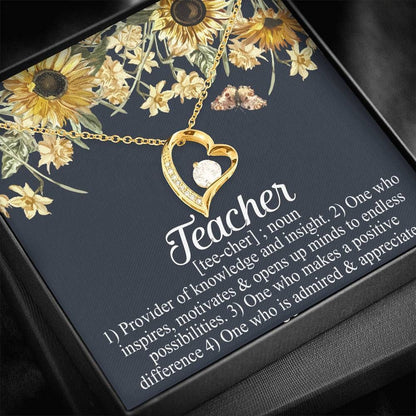 Gift For Teacher Who Opens Up Minds To Endless Possibilities 14K White Gold Forever Love Necklace