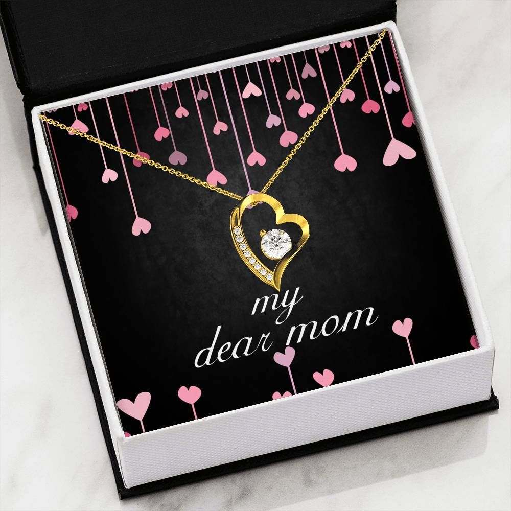 Beautiful Decoration Heart Dots Gift For Dear Mom 14K White Gold Forever Love Necklace