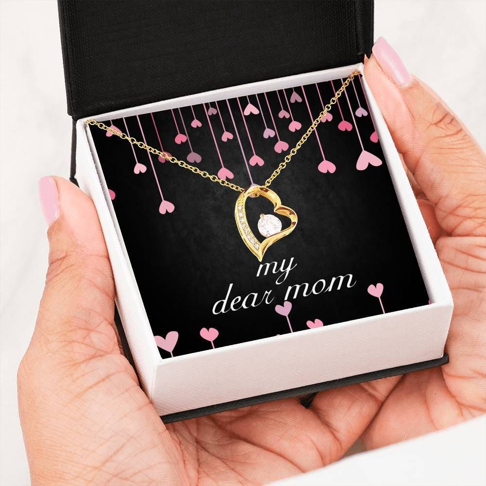 Beautiful Decoration Heart Dots Gift For Dear Mom 14K White Gold Forever Love Necklace