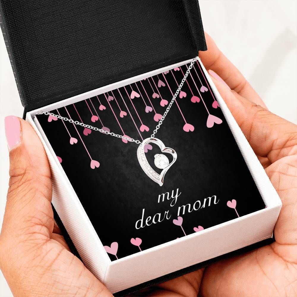 Beautiful Decoration Heart Dots Gift For Dear Mom 14K White Gold Forever Love Necklace