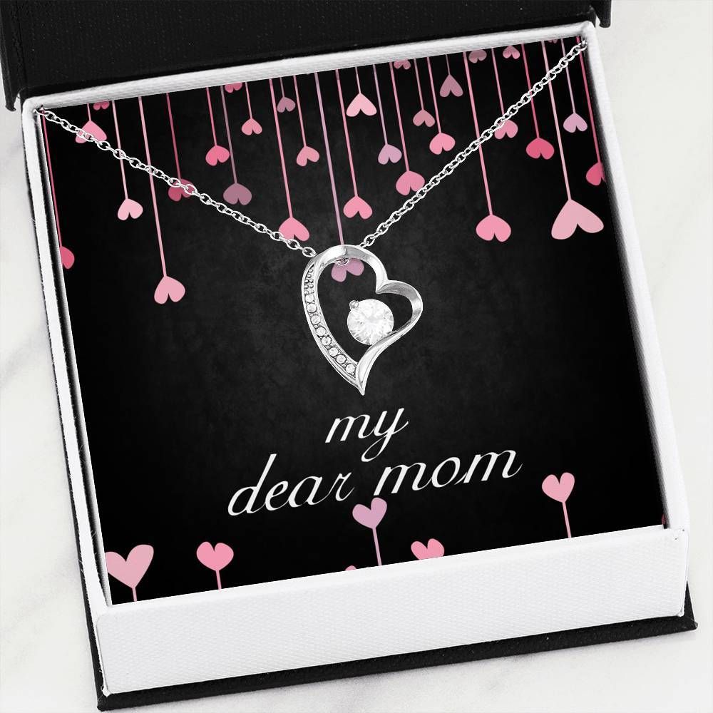 Beautiful Decoration Heart Dots Gift For Dear Mom 14K White Gold Forever Love Necklace