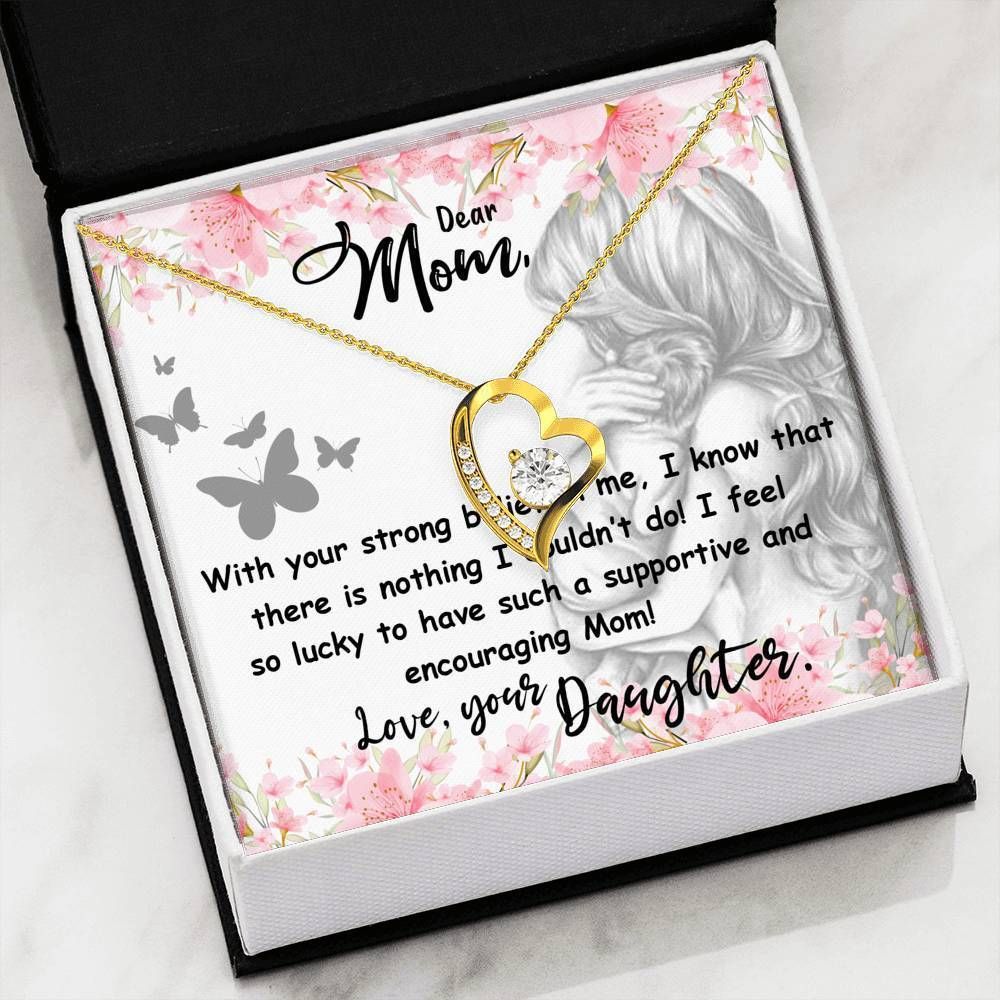 Gift For Mom So Lucky To Have Such A Supportive Mom 14K White Gold Forever Love Necklace