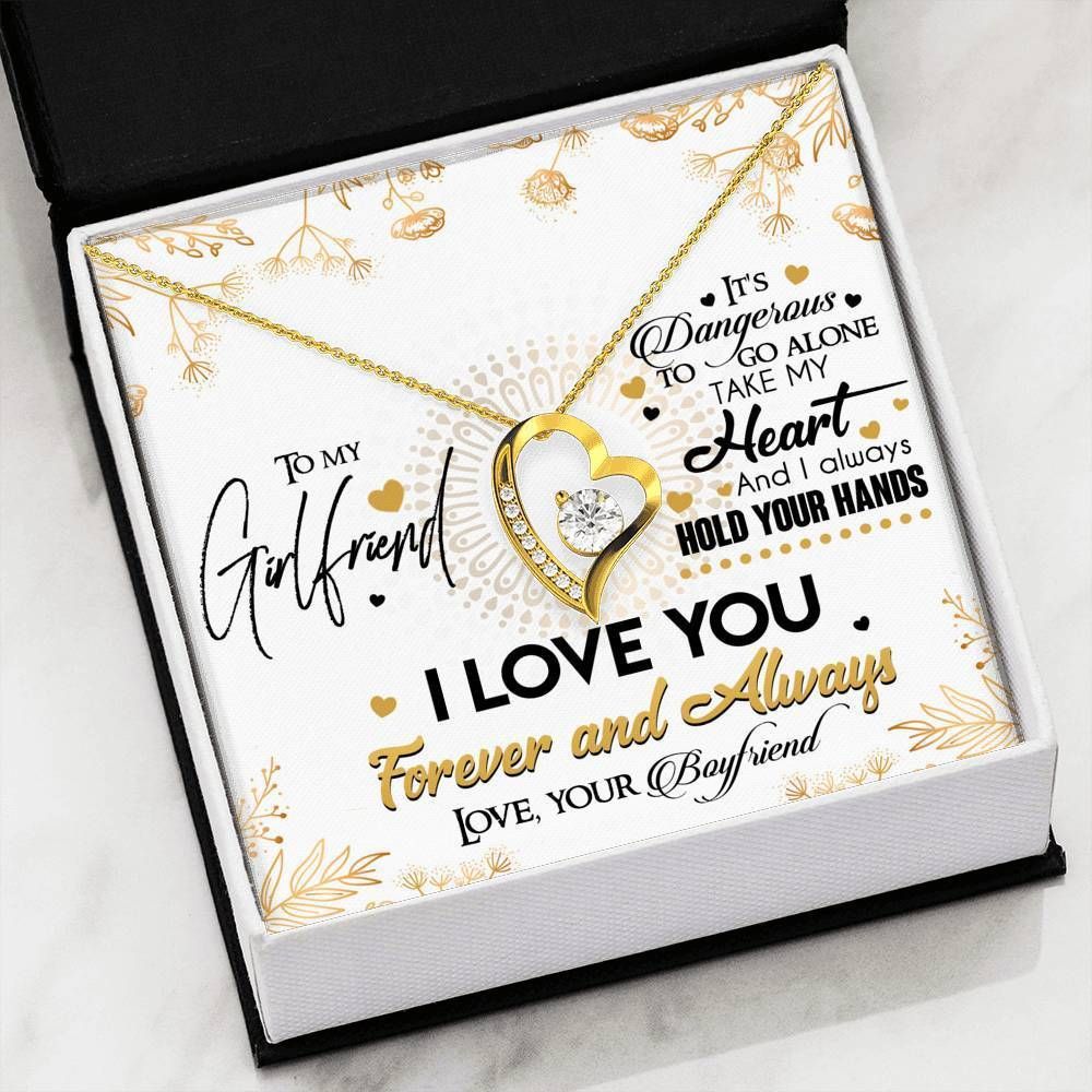 Gift For Girlfriend I Love You Forever And Always 14K White Gold Forever Love Necklace