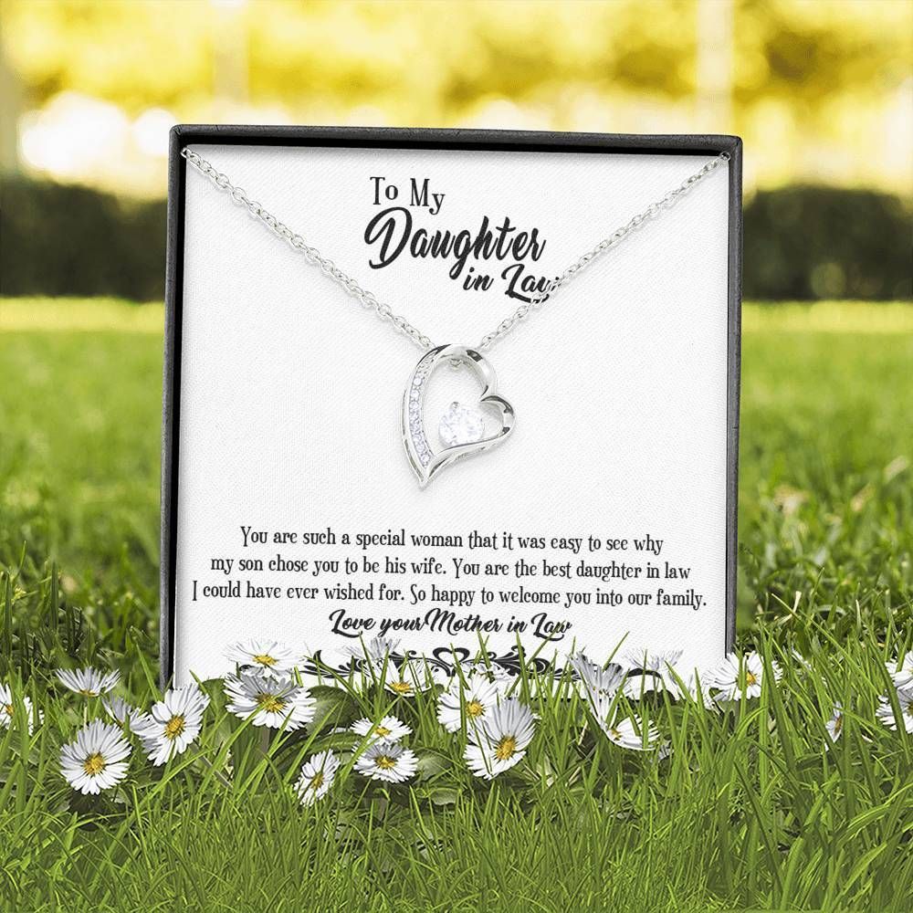 14K White Gold Forever Love Necklace Gift For Daughter In Law Welcome To The Family