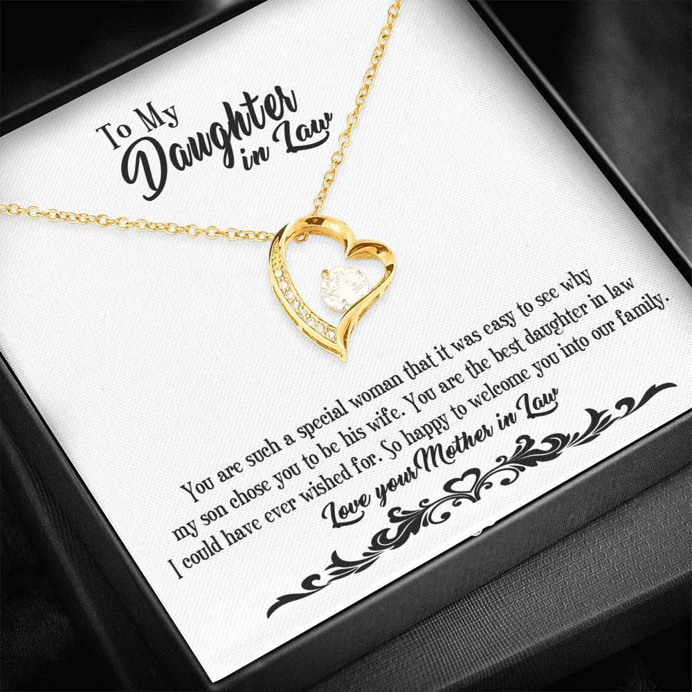 14K White Gold Forever Love Necklace Gift For Daughter In Law Welcome To The Family