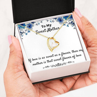 Sweet Flower Of Love 14K White Gold Forever Love Necklace Gift For Mom