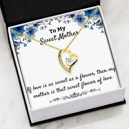 Sweet Flower Of Love 14K White Gold Forever Love Necklace Gift For Mom