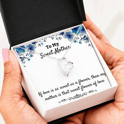 Sweet Flower Of Love 14K White Gold Forever Love Necklace Gift For Mom