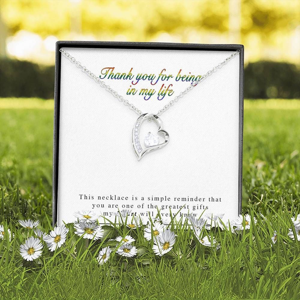 Thank You For Being In My Life Gift For Wife 14K White Gold Forever Love Necklace