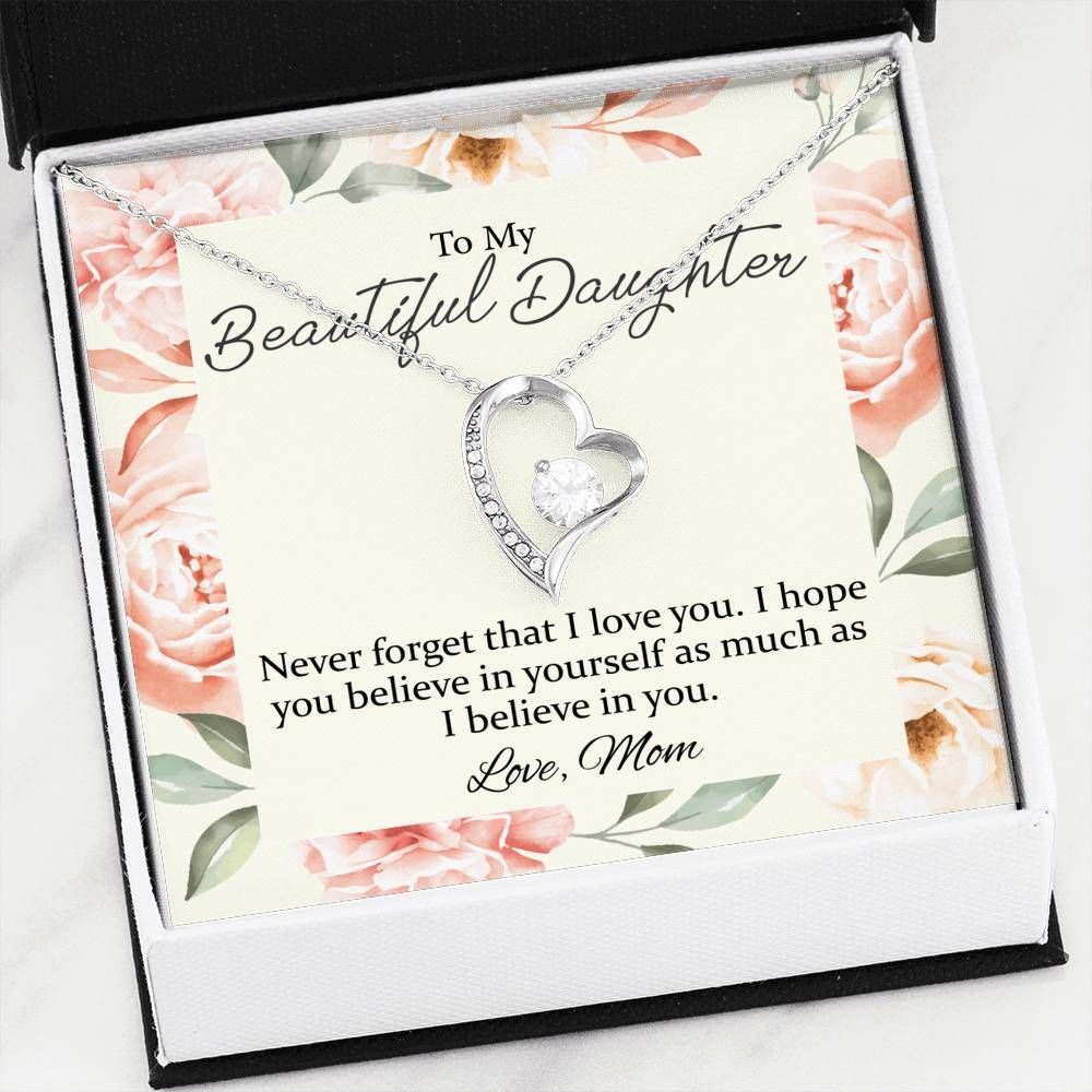 Gift For Daughter Never Forget That I Love You 14K White Gold Forever Love Necklace