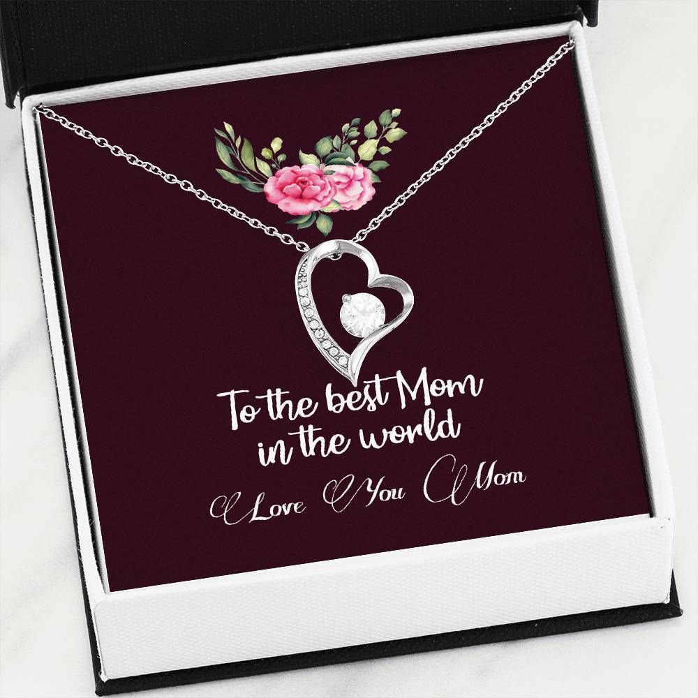 Best Mother In The World 14K White Gold Forever Love Necklace Gift For Women