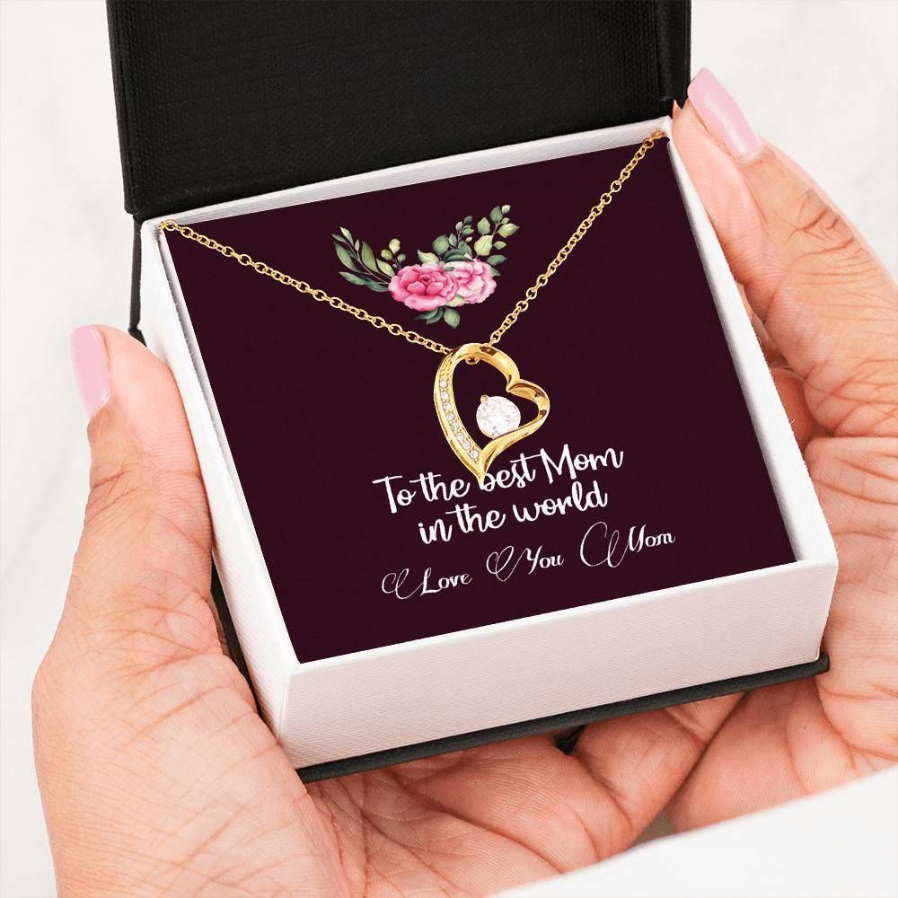 Best Mother In The World 14K White Gold Forever Love Necklace Gift For Women