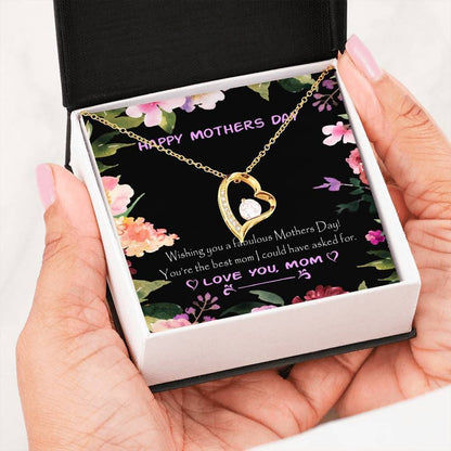 Fabulous Mother's Day 14K White Gold Forever Love Necklace Gift For Mummy