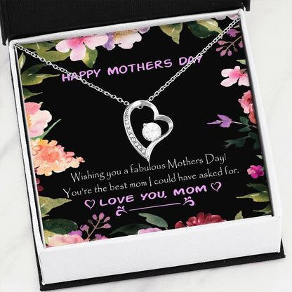 Fabulous Mother's Day 14K White Gold Forever Love Necklace Gift For Mummy