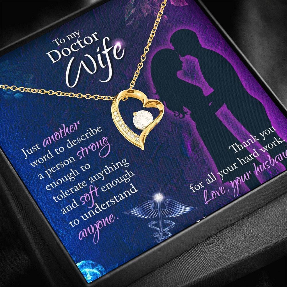 Just Another Word To Describe A Person Strong Gift For Doctor Wife 14K White Gold Forever Love Necklace