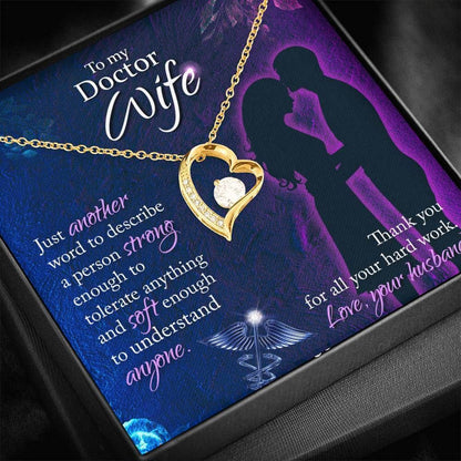 Just Another Word To Describe A Person Strong Gift For Doctor Wife 14K White Gold Forever Love Necklace