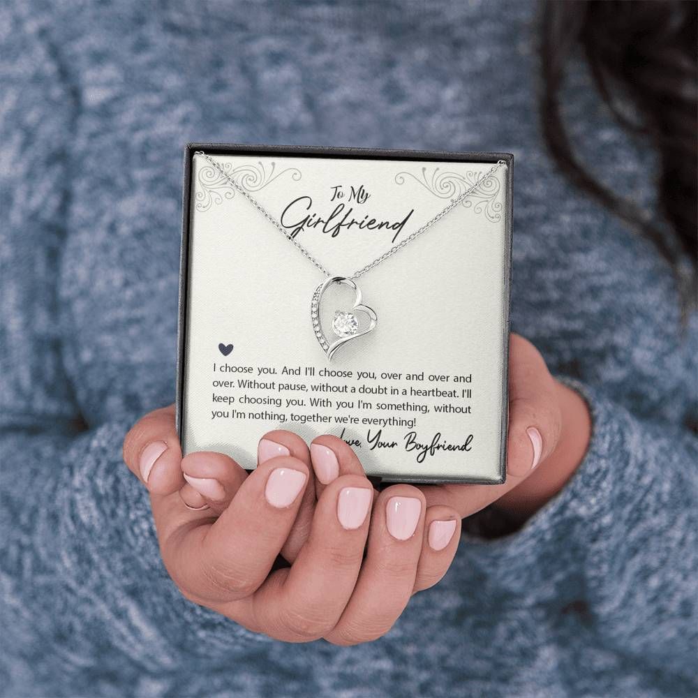 Gift For Girlfriend Together We're Everything 14K White Gold Forever Love Necklace