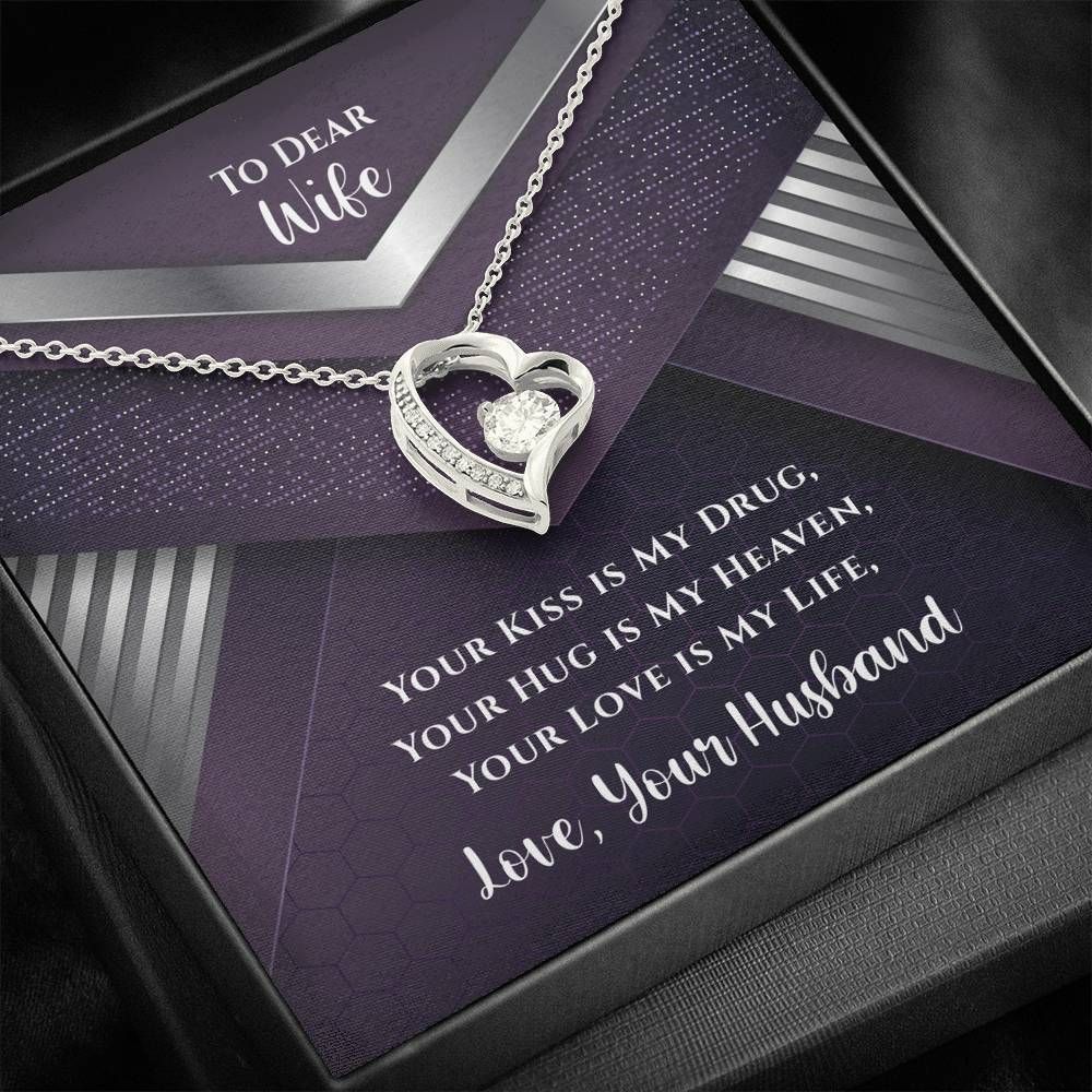 Your Love Is My Life Gift For Wife 14K White Gold Forever Love Necklace