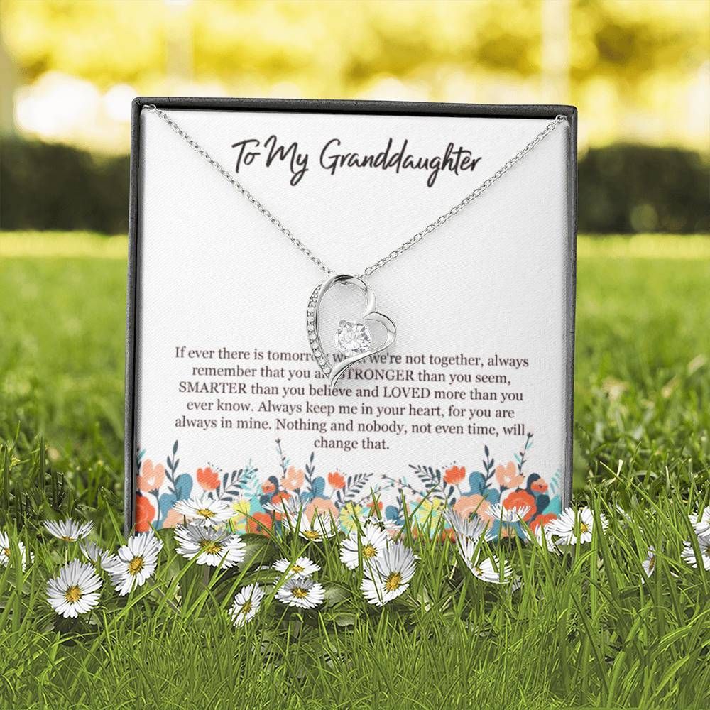 Keep Me In Your Heart Gift For Granddaughter 14K White Gold Forever Love Necklace