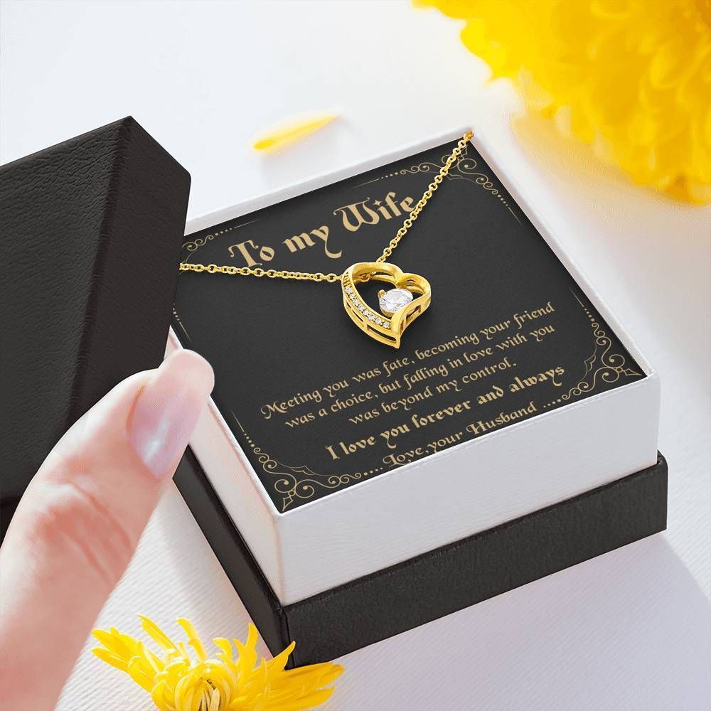 Love You Forever And Always 14K White Gold Forever Love Necklace Gift For Wife