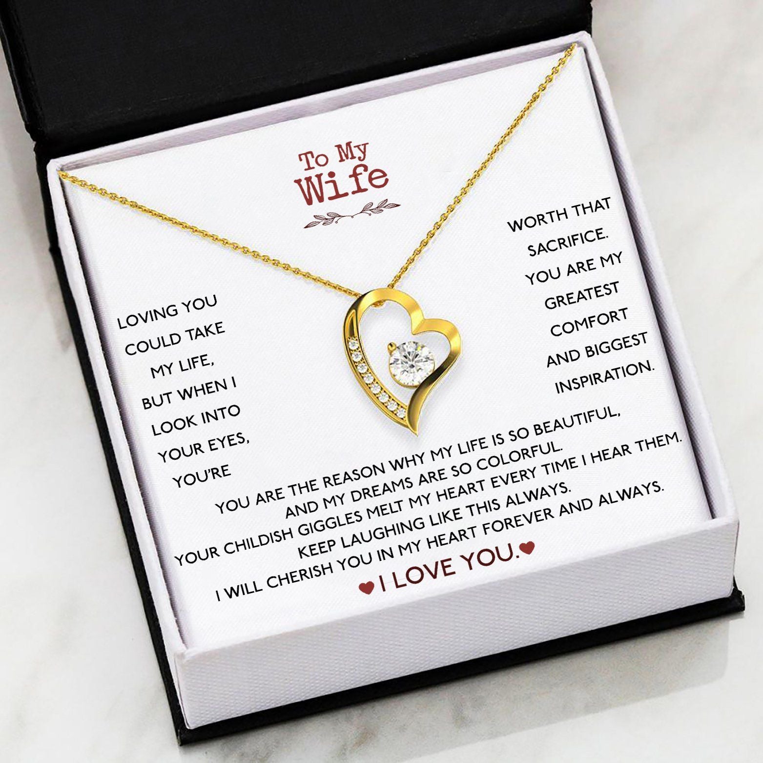 I Will Cherish You In My Heart Gift For Wife Forever Love Necklace