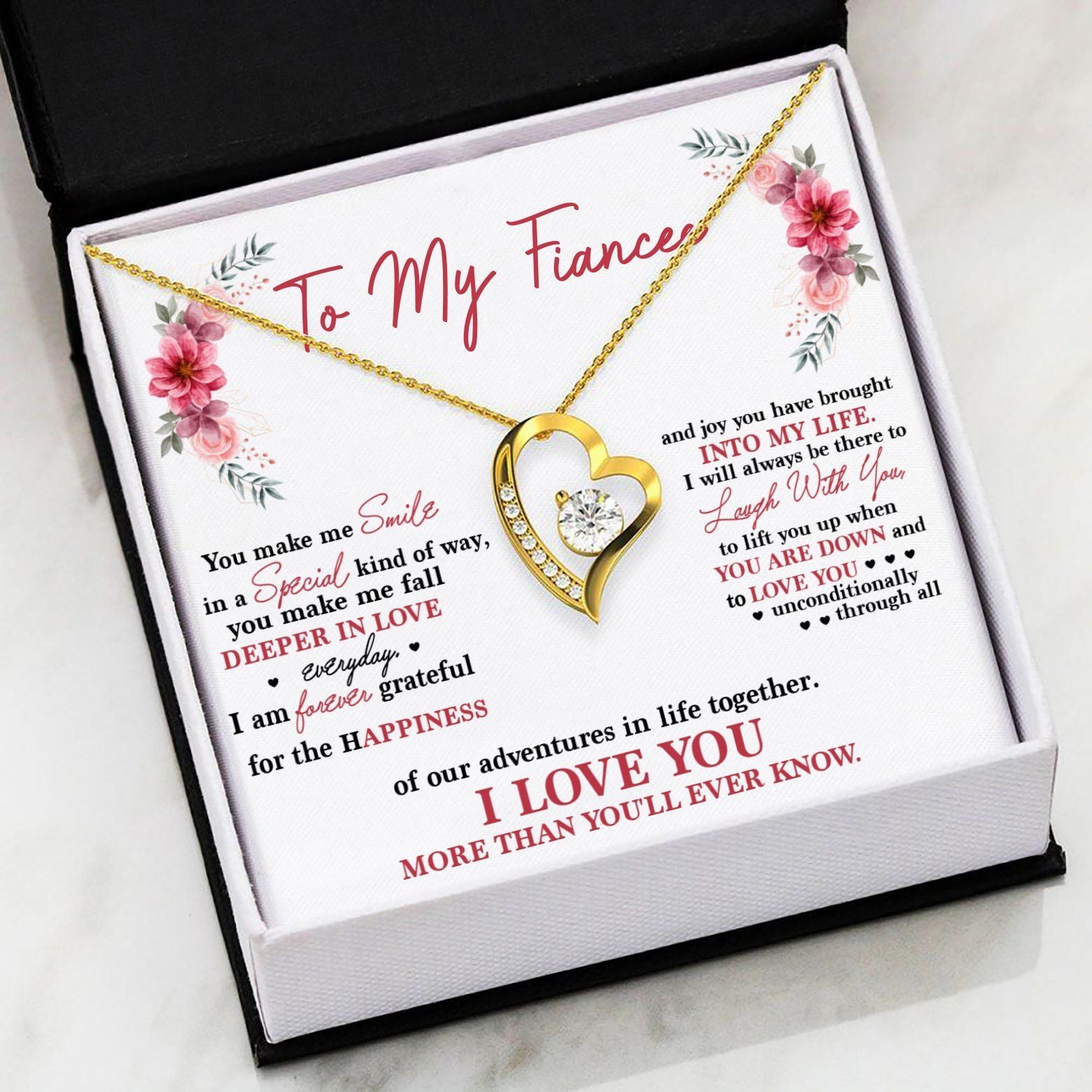 Gift For Fiancee You Make Me Smile In A Special Kind Of Way 14k White Gold Forever Love Necklace