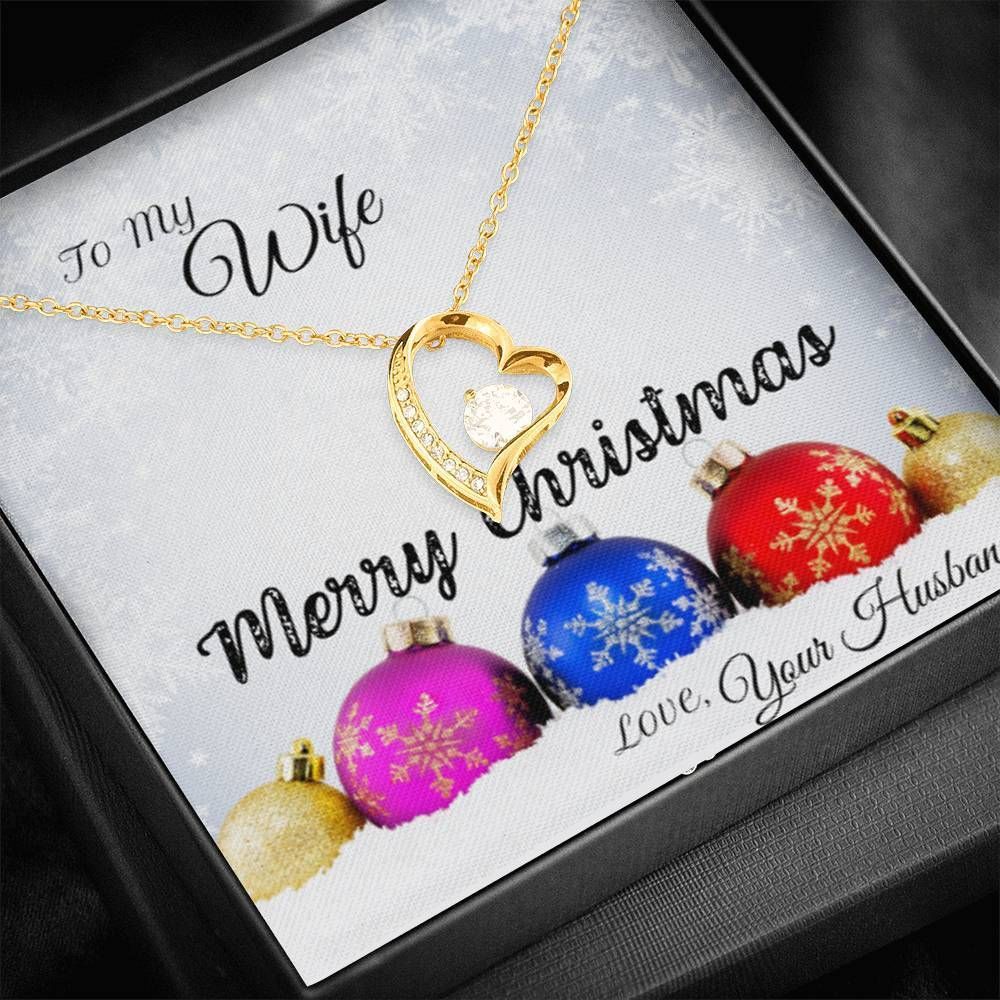 Colorful Bauble Merry Christmas Husband Gift For Wife 14K White Gold Forever Love Necklace