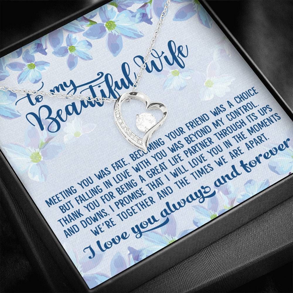 When We're Apart 14K White Gold Forever Love Necklace Gift For Wife