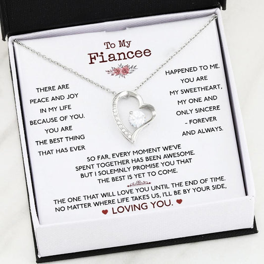 Loving You 14k White Gold Forever Love Necklace Gift Box Gift For Fiancee