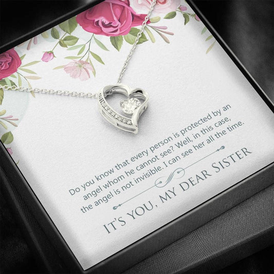 I Can See Her All The Time Gift For Sister 14K White Gold Forever Love Necklace