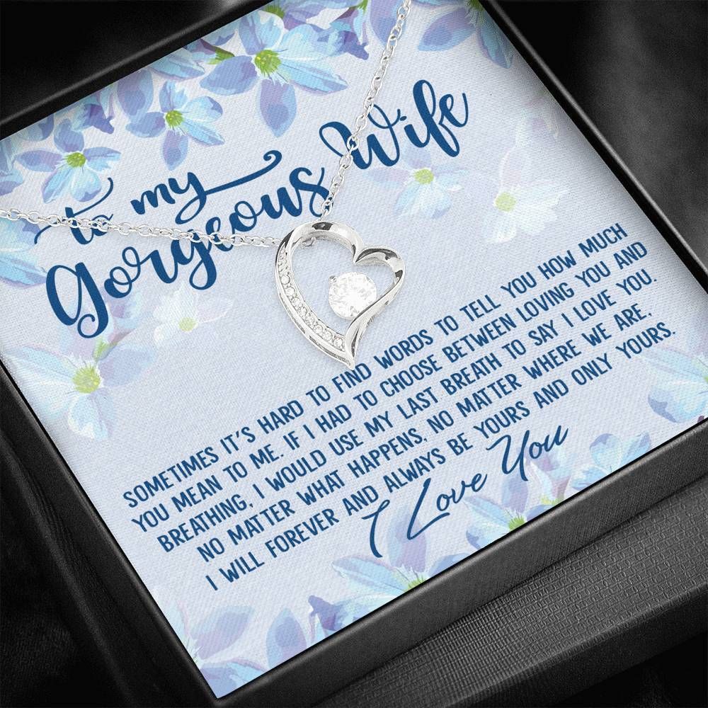 Forever And Always Be Yours 14K White Gold Forever Love Necklace Gift For Wife