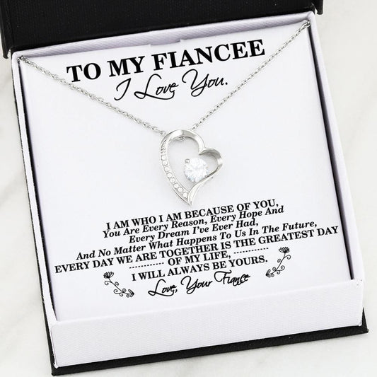 Gift For Fiancee I Will Always Be Yours 14k White Gold Forever Love Necklace