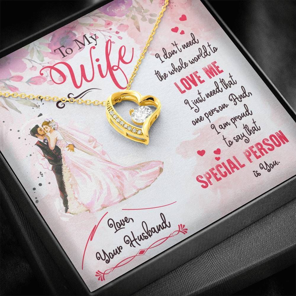 Gift For Wife Just Want That One Person 14K White Gold Forever Love Necklace