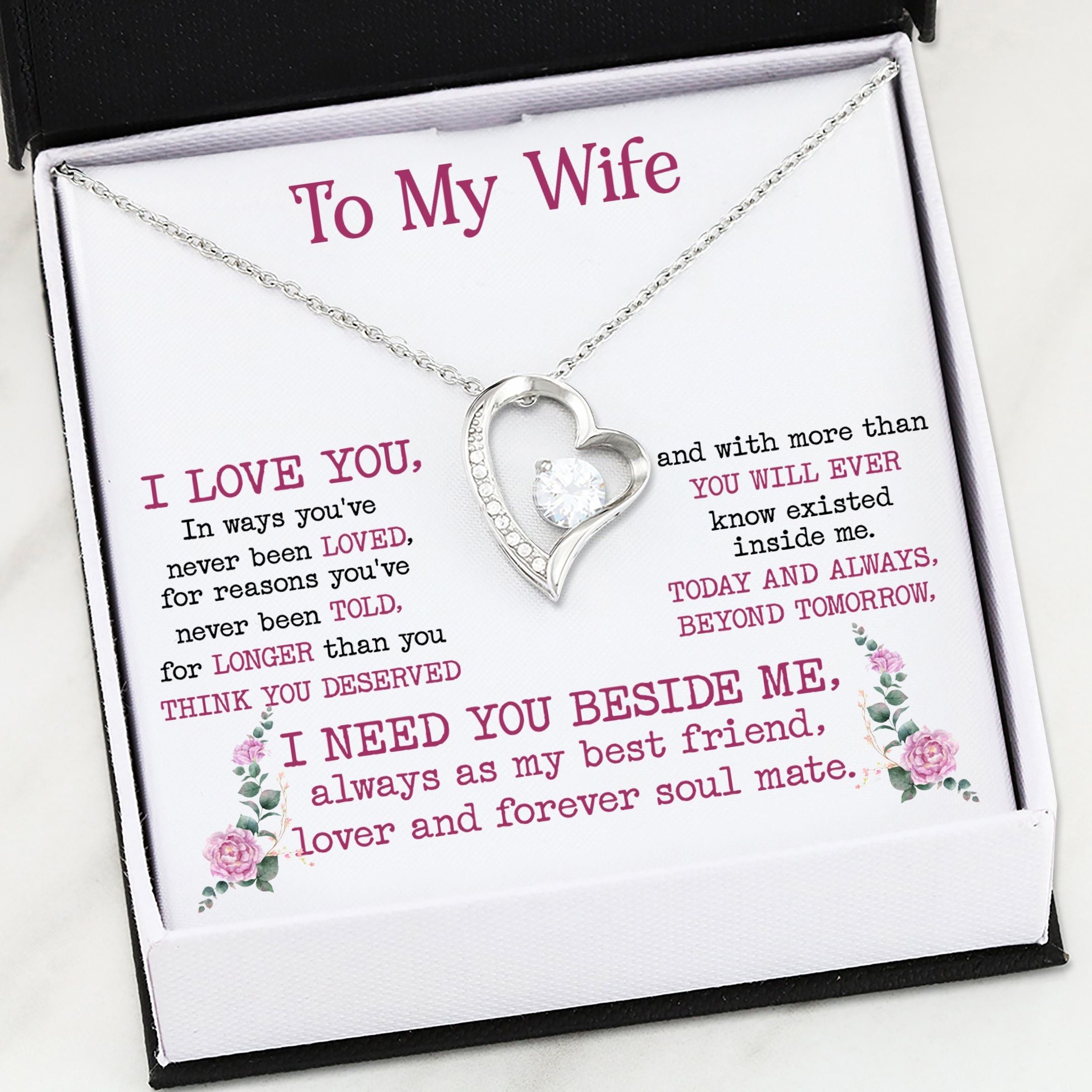 I Need You Beside Me Gift For Wife Forever Love Necklace