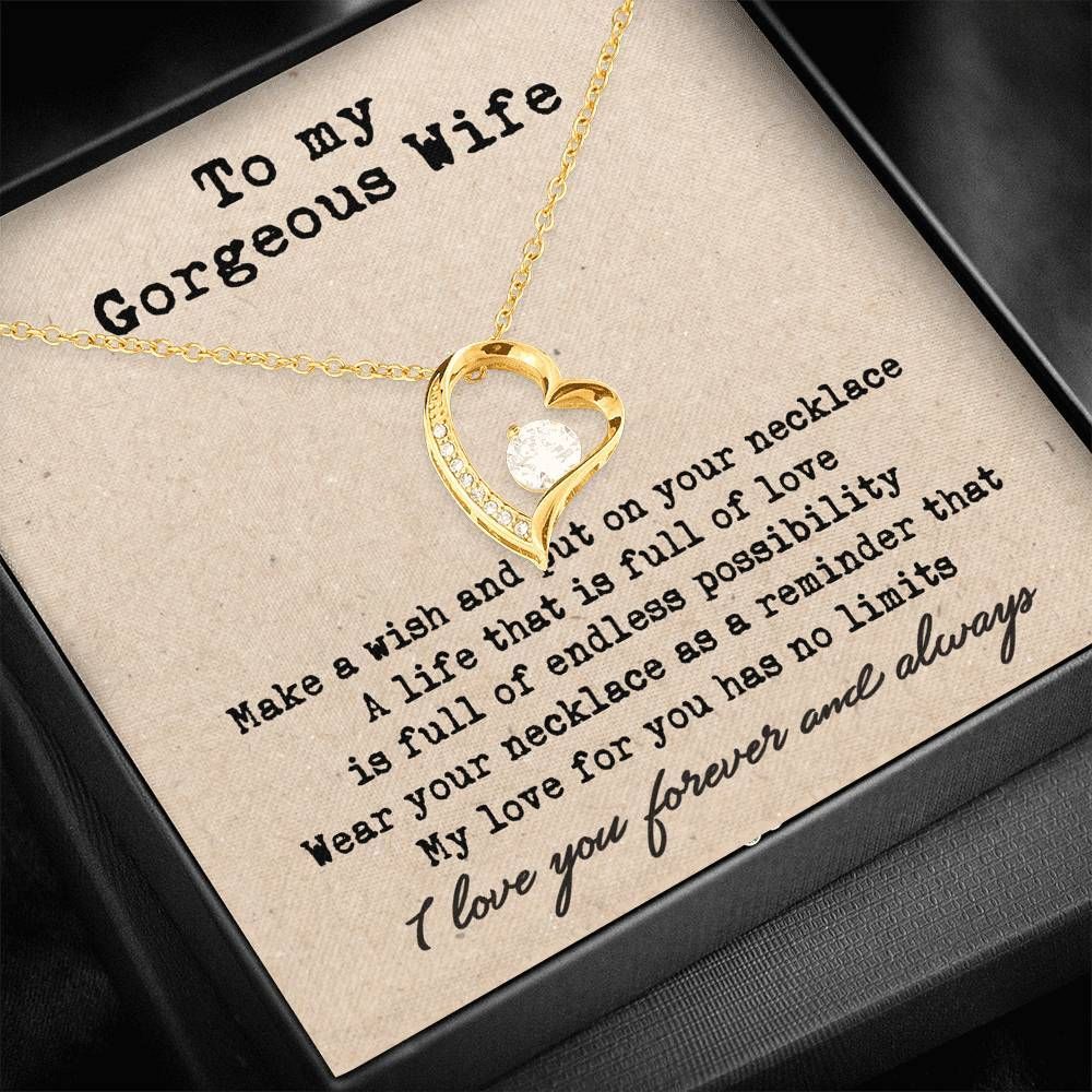 My Love For You 14K White Gold Forever Love Necklace Gift For Wife