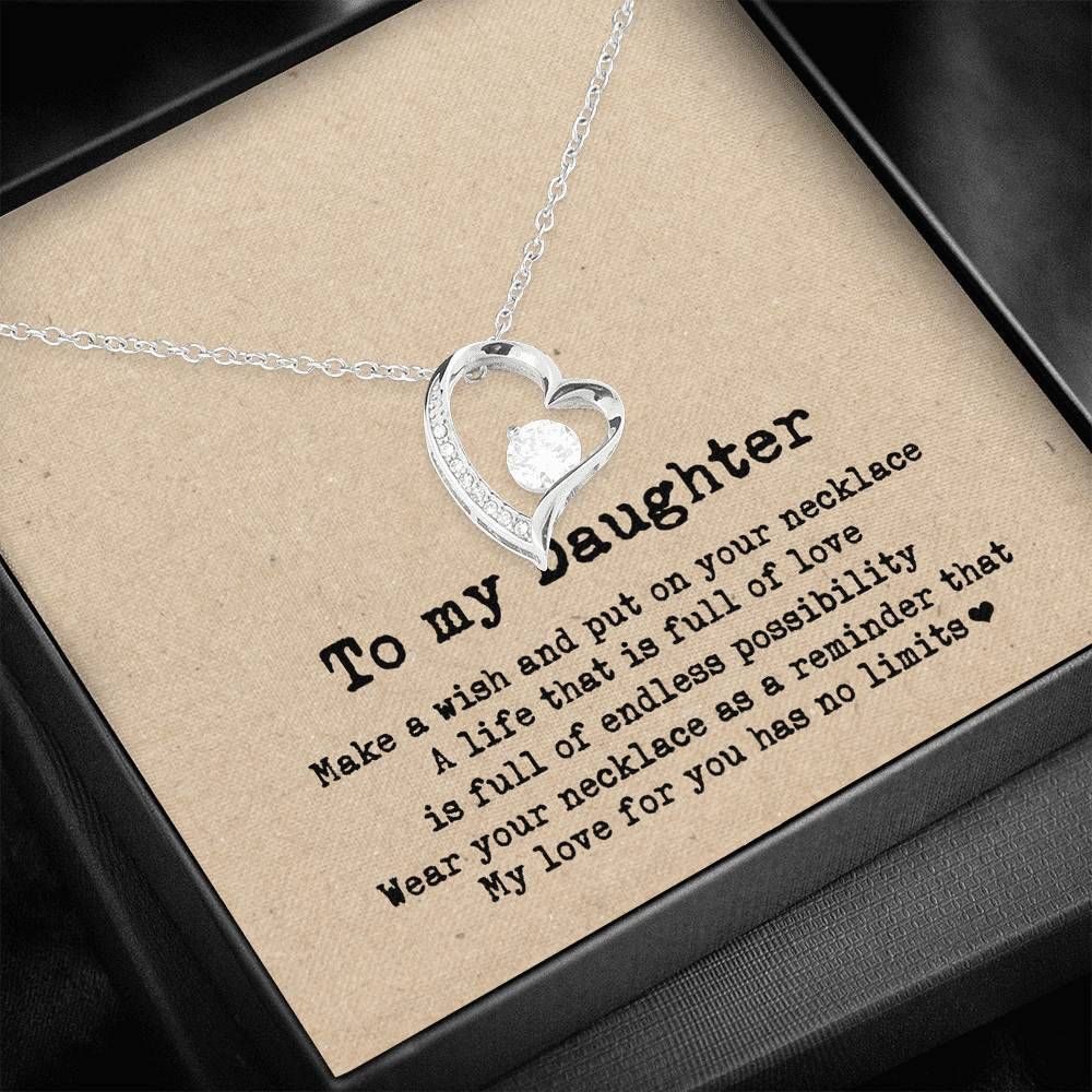 Make A Wish Taupe Background Forever Love Necklace Gift For Daughter