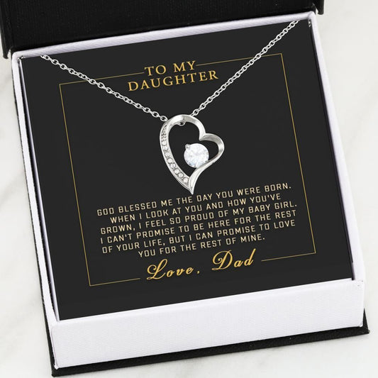 Love You For The Rest Of Mine Gift For Daughter 14K White Gold Forever Love Necklace