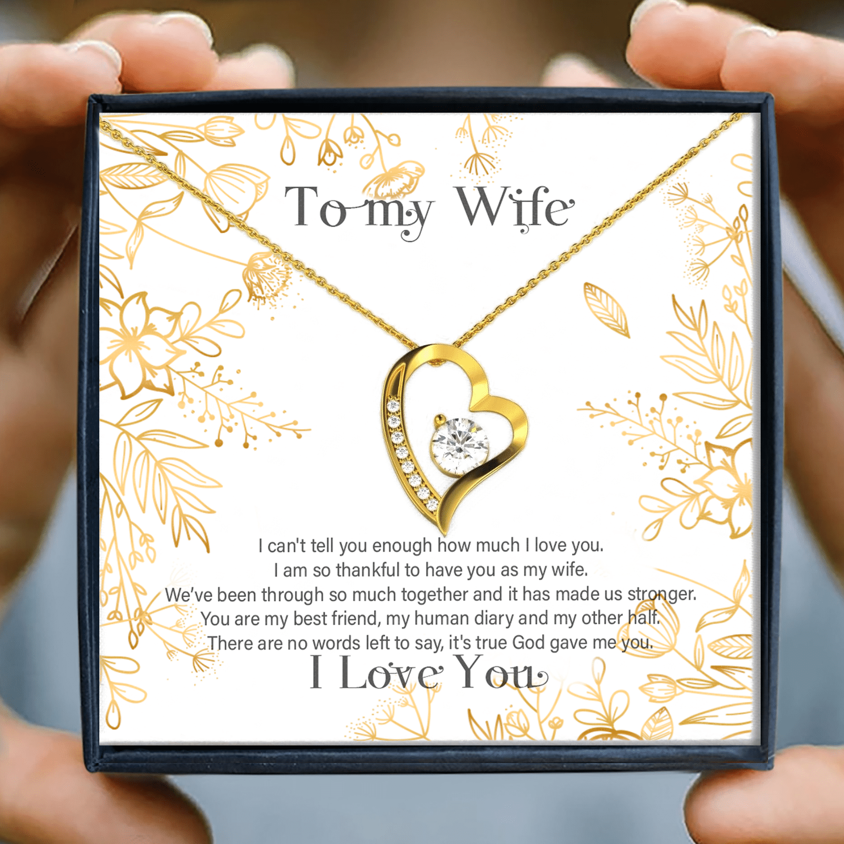 I Love You Hand Drawing Flowers Gift For Wife Forever Love Necklace