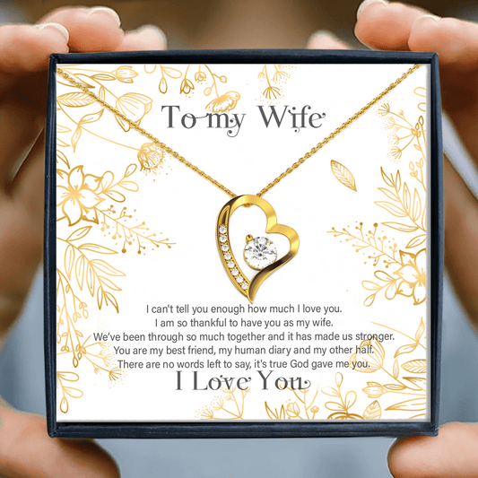 I Love You Hand Drawing Flowers Gift For Wife Forever Love Necklace