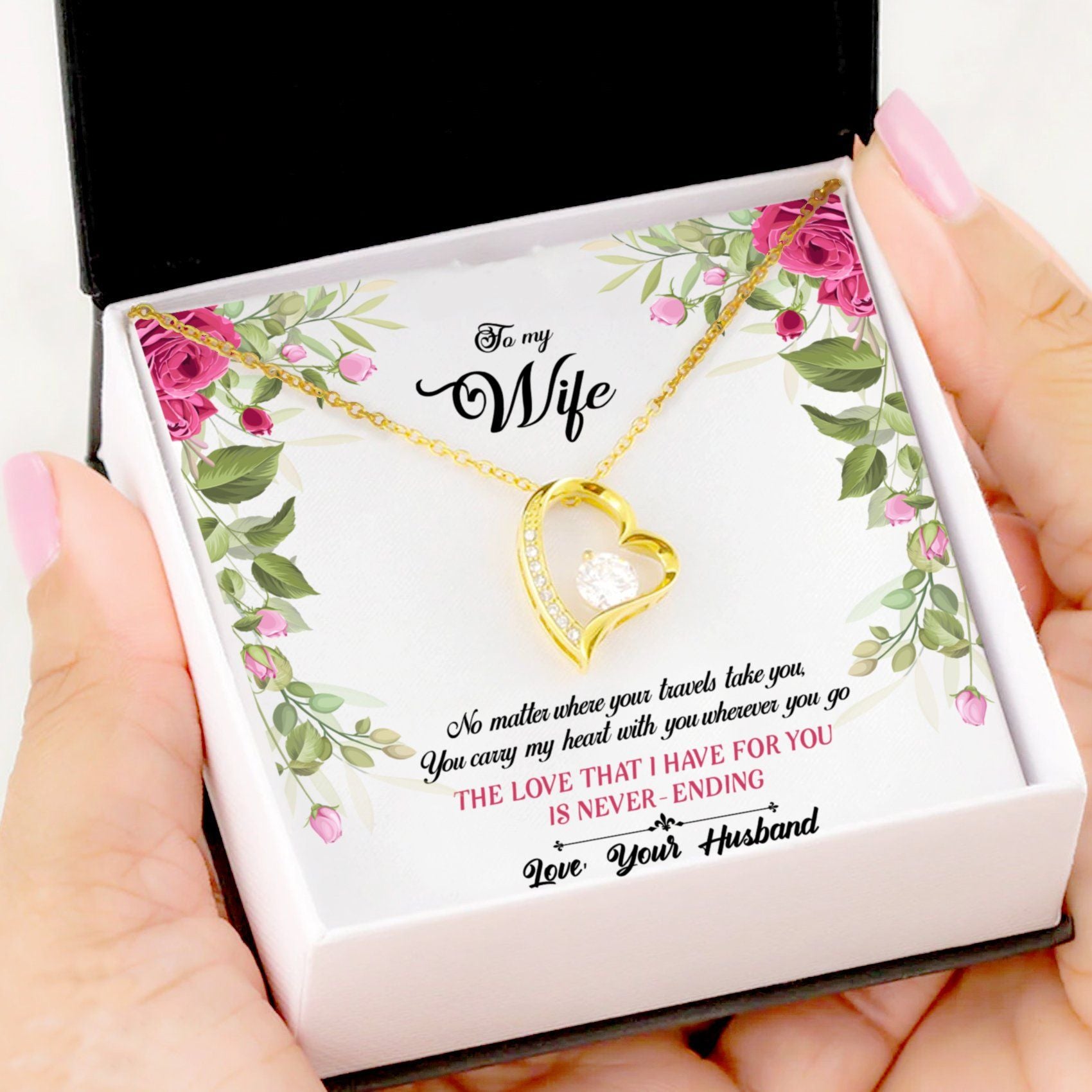 Carry My Heart With You Gift For Wife 18k Gold Forever Love Necklace