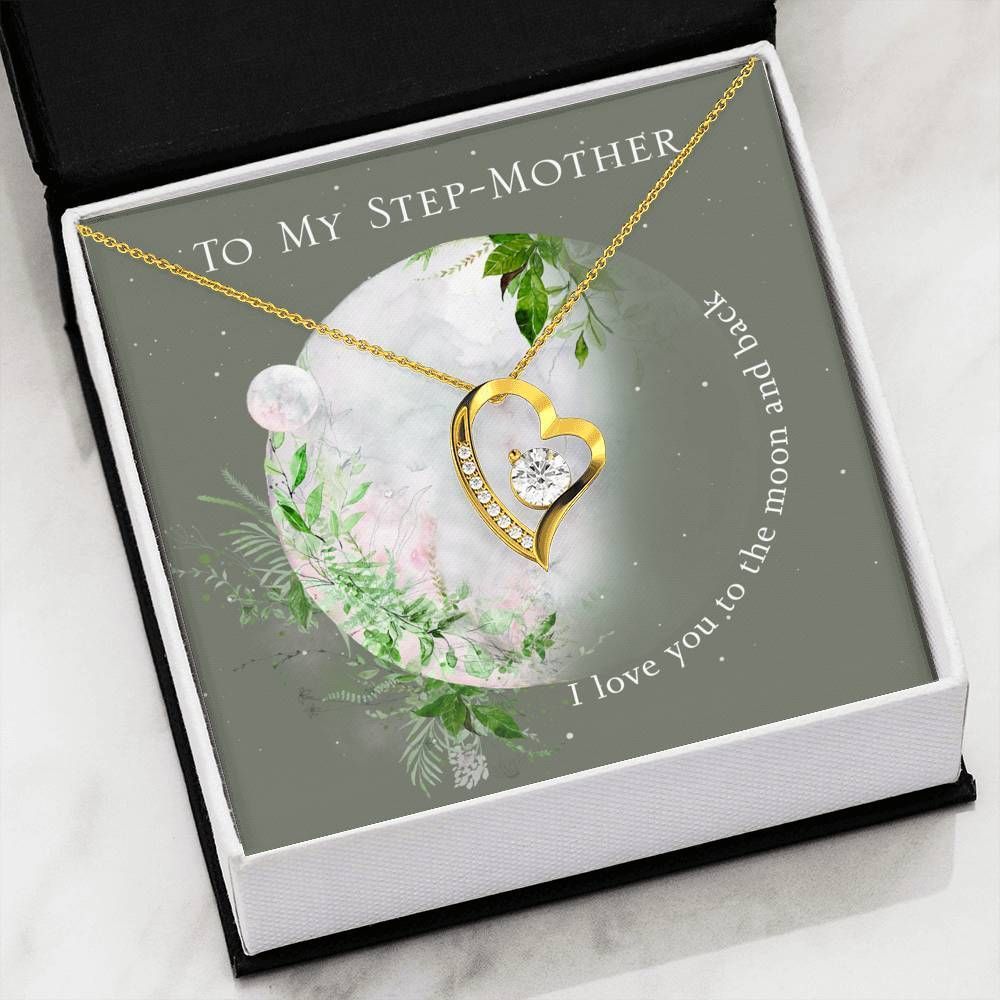 Love You To The Moon Gray Background Forever Love Necklace Gift For Step Mom