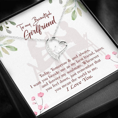 You Mean The World To Me Gift For Girlfriend Forever Love Necklace